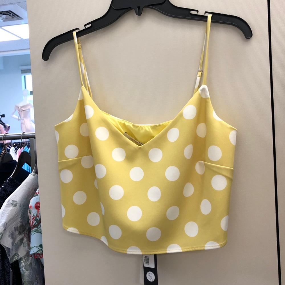 Black Halo yellow polka dot crop top